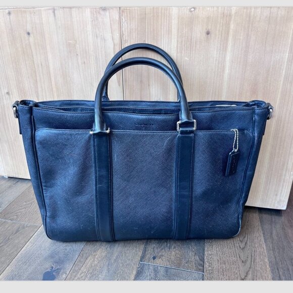 Coach Metropolitan Lexington Saffiano Leather Briefcase 71252 Black Laptop Bag - Picture 1 of 12